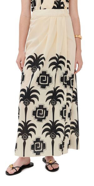 Johanna Ortiz Nature's Patterns Wrap Skirt Ecru/Black 2