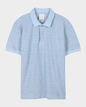 Boy's 4G Embossed Terry Cloth Polo Shirt, Size 8-14