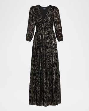 Rosalie Metallic Twist-Front Maxi Dress