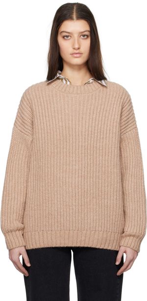 ANINE BING Tan Sydney Crew Sweater