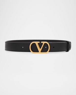 VLogo Signature Leather Belt, 30mm