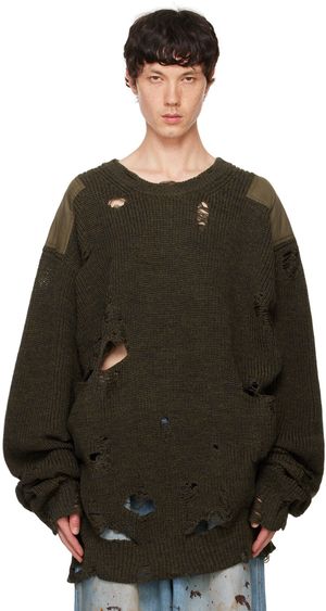 doublet Khaki Oversized Military Sweater