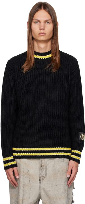 MSGM Black College Patch Sweater