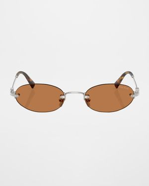 Rimless Metal Oval Sunglasses