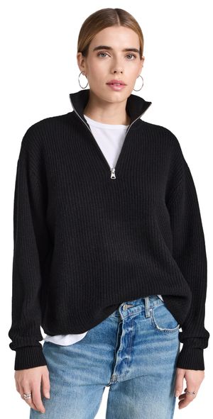 Jenni Kayne Cashmere Half Zip Black M