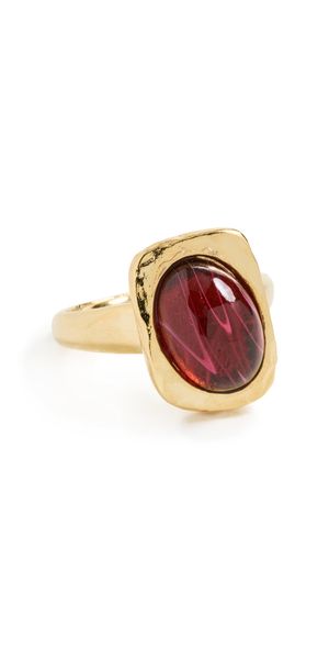 Kenneth Jay Lane Gold with Center Oval Flaw Ruby Ring Gold/Flaw Ruby One Size