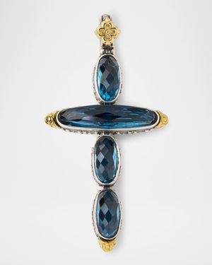 Kyma Two-Tone Blue Spinel Cross Pendant