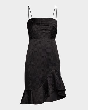 Sleeveless Rhinestone Satin Dress