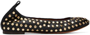 Lanvin Black Studs Leather Ballerina Flats