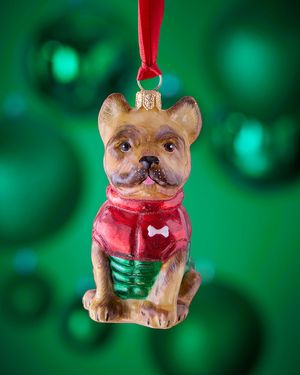 French Bulldog Cream in Puffer Coat Christmas Ornament