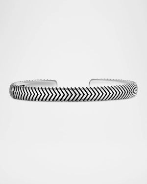 Men's Chevron Cuff Bracelet in Silver, 8mm