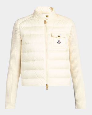 Padded Wool Zip-Up Cardigan