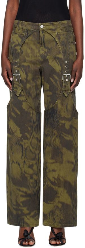 Blumarine Khaki Pattern Denim Trousers