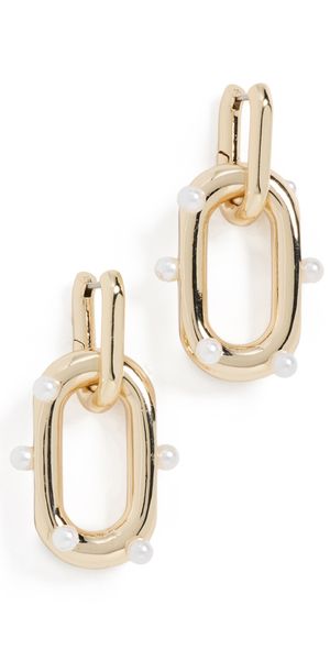 Kenneth Jay Lane Doorknocker Earrings Gold/Pearl One Size