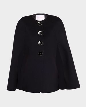 Button-Front Wool Cape