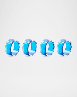 Navy Check Napkin Ring, Set of 4