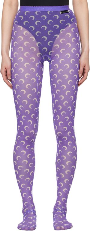 Marine Serre Purple Recycled Moon Mesh Tights