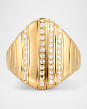 18K Yellow Gold Graduated Ring with Diamonds