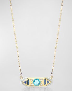 18k Honeycomb Gem Inlay Necklace