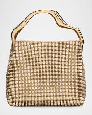 Solene Mini Rhinestone Sculptural Top-Handle Bag