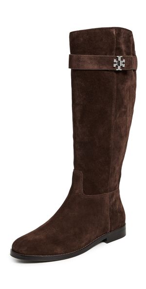 Tory Burch T Lock Riding Boots Dark Cocoa 9