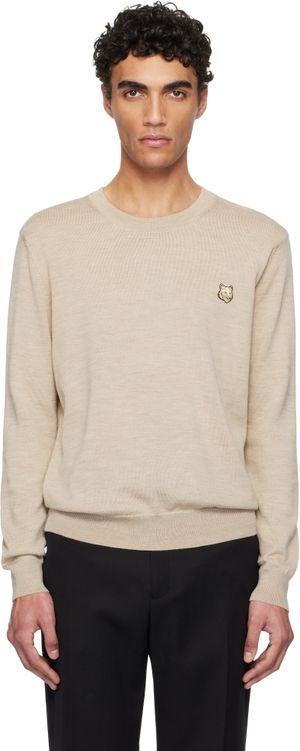 Maison Kitsuné Beige Bold Fox Head Patch Regular Sweater