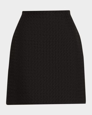 A-Line Houndstooth Jacquard Mini Skirt