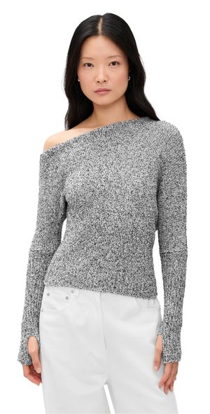 Enza Costa Boucle Knit Slouch Sweater Pepper S