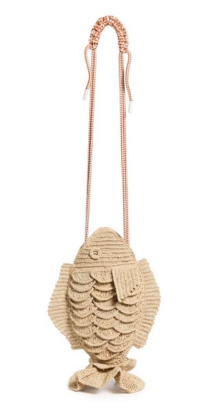 ALÉMAIS Horizon Raffia Fish Crossbody Bag Natural One Size