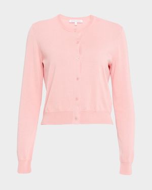 Silk-Cotton Crewneck Cardigan