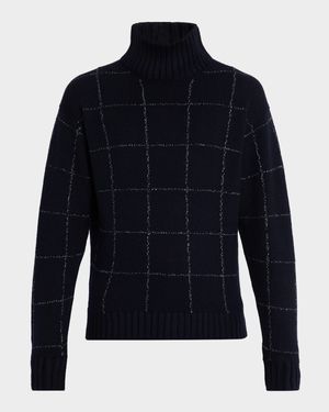 Men's Cashmere Check Intarsia Sweater