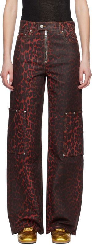 GANNI Red Foil Andi Cargo Jeans