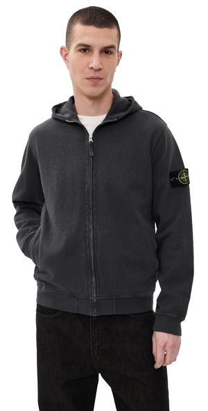 Stone Island Malfile Cotton Zip Hoodie Charcoal XL