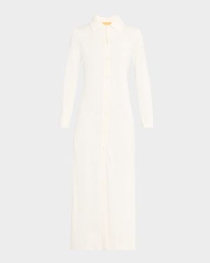 Showtime Silk-Linen Maxi Shirtdress