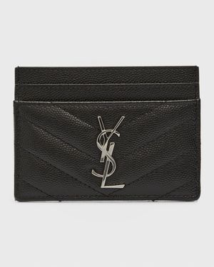 YSL Monogram Card Case in Grained Leather