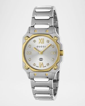 Two-Tone Stainless Steel G-Flat 24mm Bracelet Watch with Diamonds