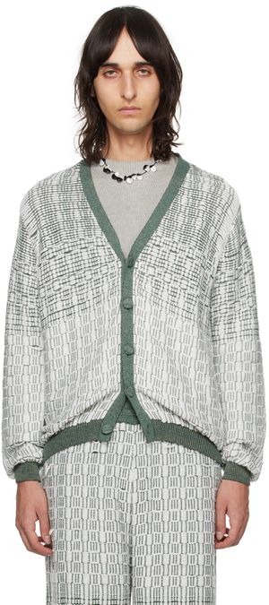 Isa Boulder SSENSE Exclusive White & Green Mat Cardigan