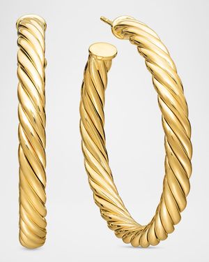 Sculpted Cable Hoop Earrings in 18K Yellow Gold