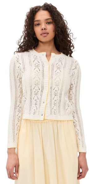 Velvet Daisy Knit Cardigan Ivory S
