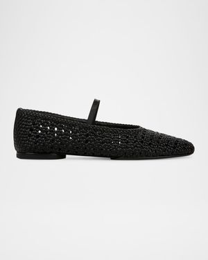 Vivian Crochet Leather Mary Jane Ballerina Flats