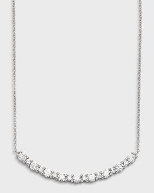 18K White Gold Round Diamond Smiley Bar Necklace, 0.79tcw, 18"L