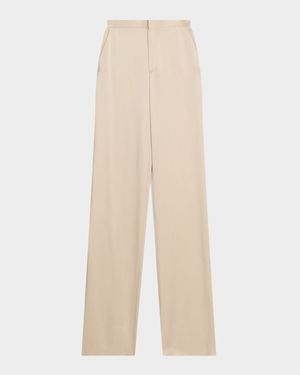 High-Rise Doublefsce Satin Wide-Leg Trousers