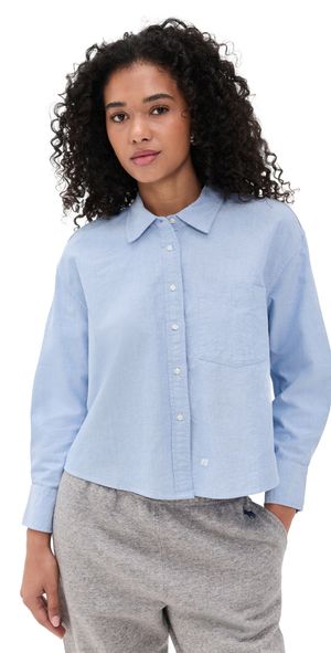 THE GREAT. The Cropped Oxford Shirt Classic Blue 2