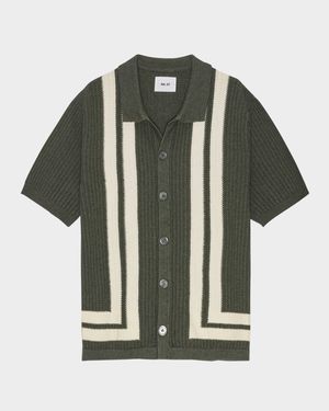 Men's Ares Rib-Knit Stripe Short-Sleeve Shirt