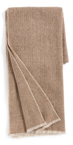 Vince Lightweight Herringbone Cashmere Scarf Walnut One Size