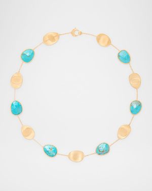 18K Lunaria Necklace with Turquoise, 17"L