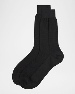 Men's Sea Island Cotton Jacquard Crew Socks