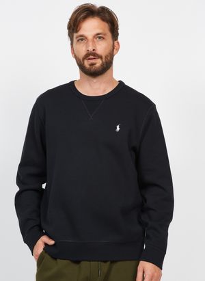 Polo Ralph Lauren - Sweat droit col rond en coton mélangé - Taille XL - Noir