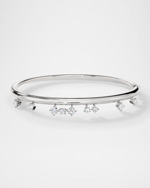 18K White Gold Barre Floating Diamond Bangle Bracelet