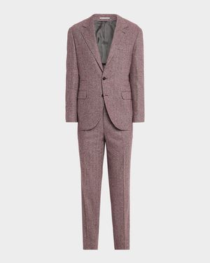 Men's Wool and Cashmere Flecked Chevron Suit